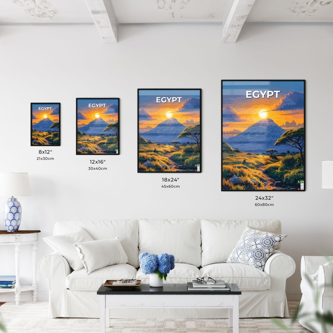 Egypt Africa Mountain Sunset Savanna Grassland Golden Art Poster - Image 3