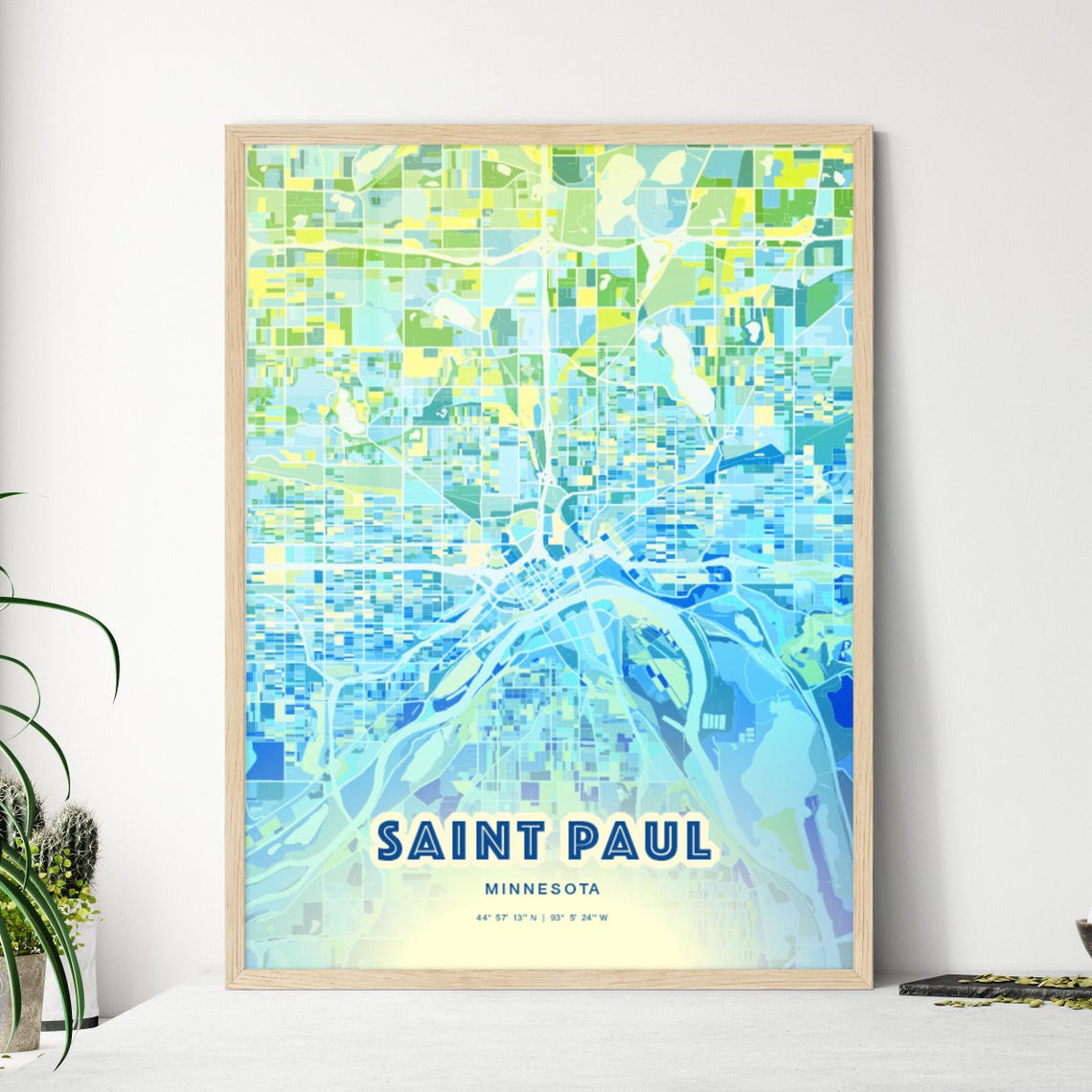 Saint Paul Minnesota Bluish Gradient City Map Art Poster Customizable