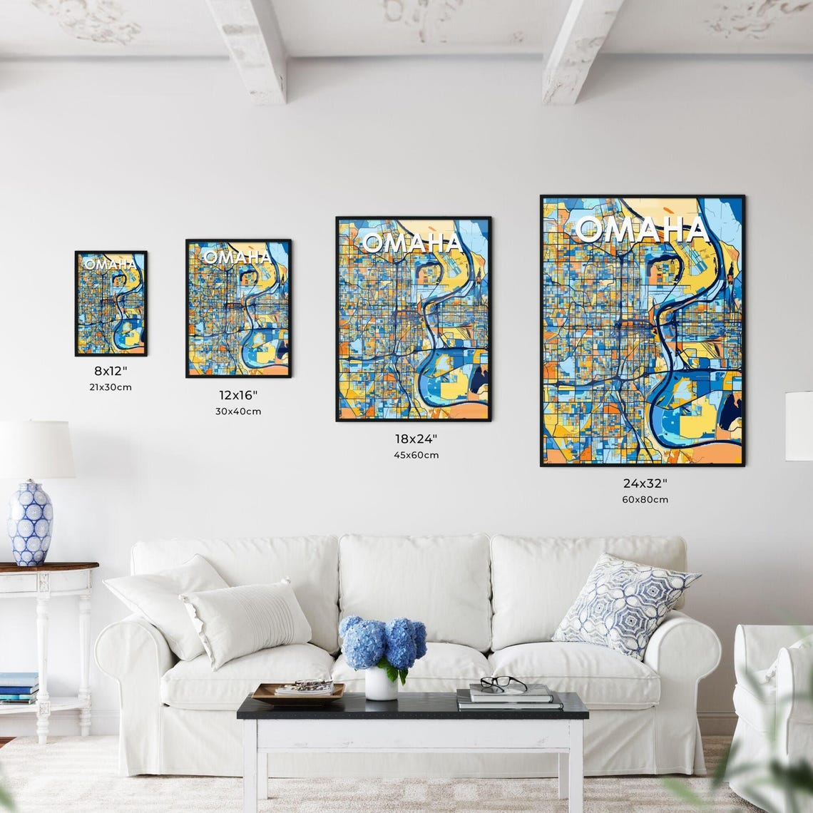 Omaha Nebraska City Map Blue Orange Street Map Poster Midwest Gift - Image 3