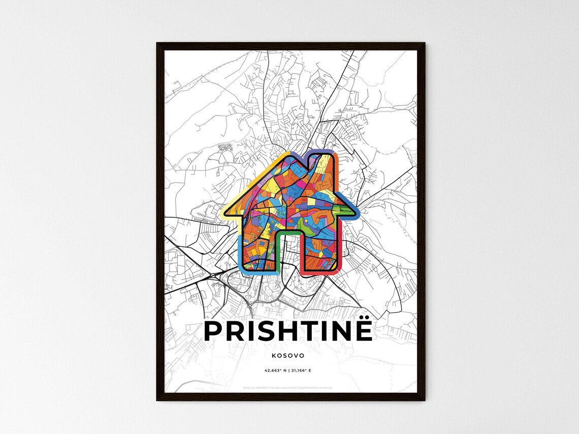 Pristina Kosovo Minimalist Line Art Heart Shaped City Map Poster - Image 3