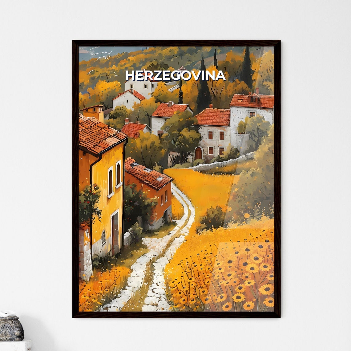 Vibrant Painting Of A Bosnian Village In Europe A Colorful Celebration Of Art And Culture Travel Destinations Customizable
