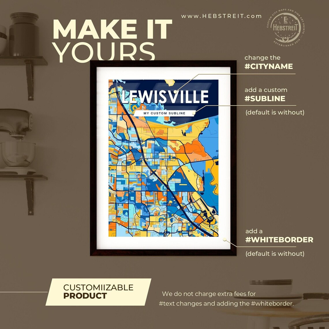 Lewisville Texas Colorful Vibrant City Street Map Art Poster - Image 2
