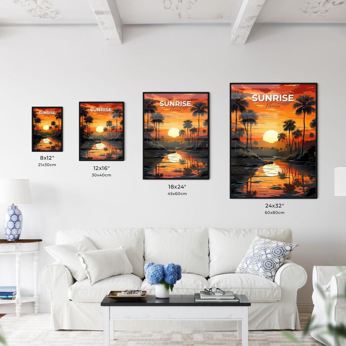 Sunrise Florida Palm Tree River Sunset Vintage Travel Poster - Image 3