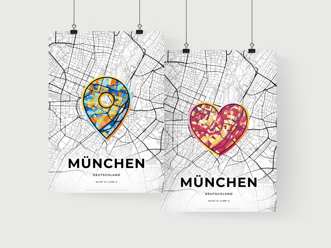 München Germany Where It All Began Heart Map Coordinates Poster - Image 2