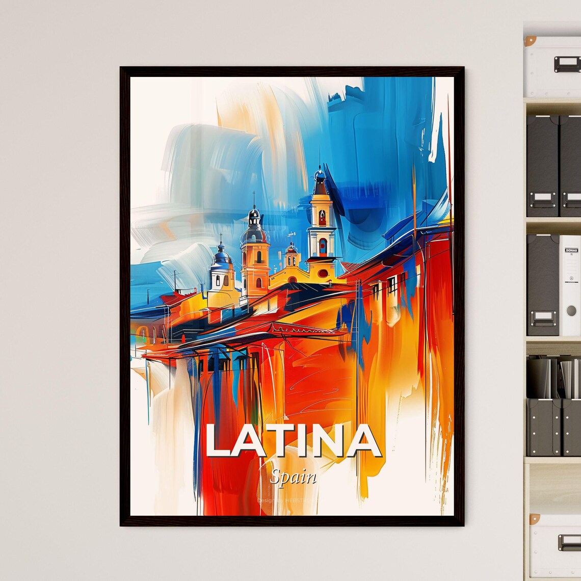 Latina Spain Colorful Abstract Church Towers Painting Art Poster