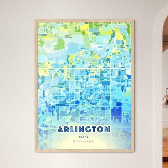Arlington Texas Colorful Abstract Watercolor City Street Map Art Poster