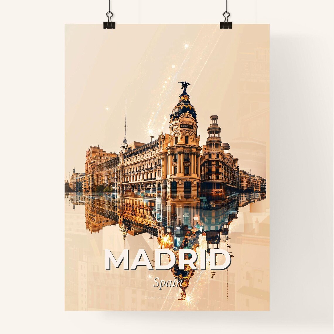 Madrid Spain Golden Domed Historic Landmark Double Exposure Poster - Image 4