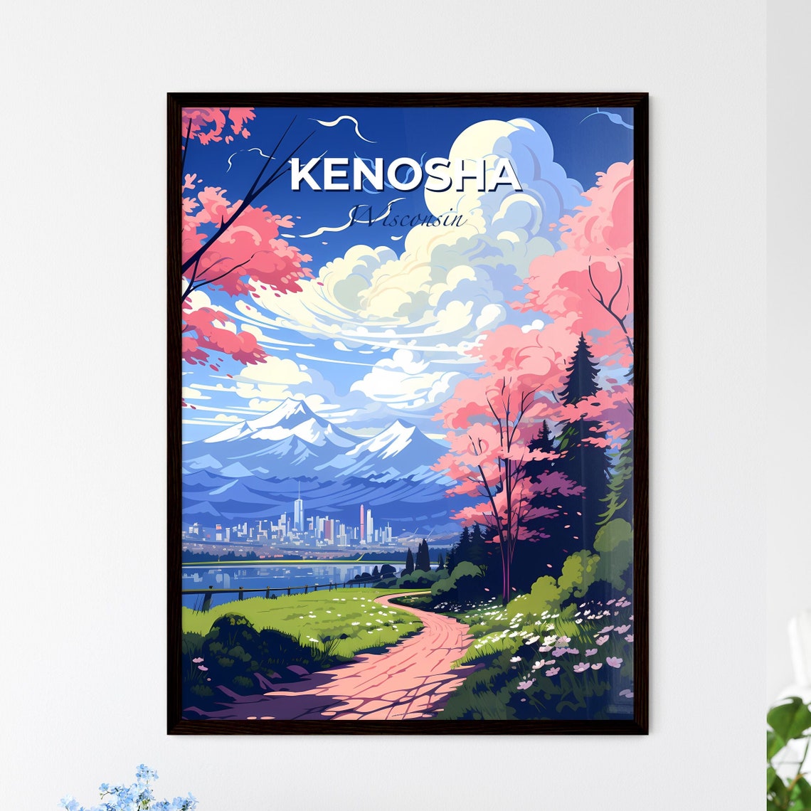 Kenosha Wisconsin Blossom Trail Lake Mountain Skyline Poster