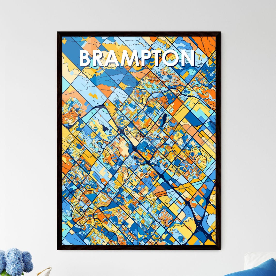 Custom Brampton Canada Vibrant Colorful City Street Map Art Poster