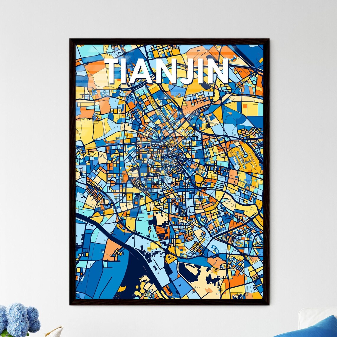 Tianjin China Bold Colorful Vibrant City Street Map Art Poster
