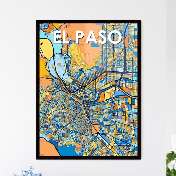 El Paso Texas Colorful Street Map Art Home Decor Gift Poster