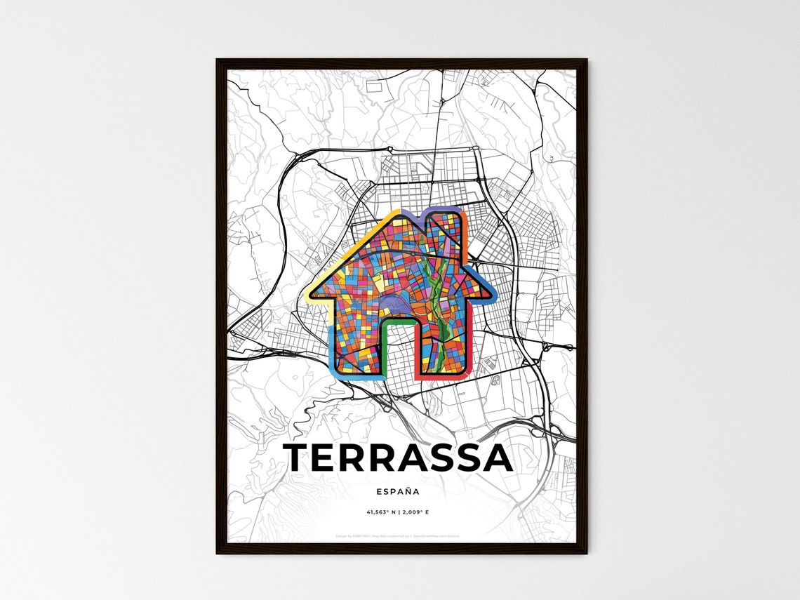 Terrassa Spain Romantic Minimalist Heart City Map Art Poster - Image 3
