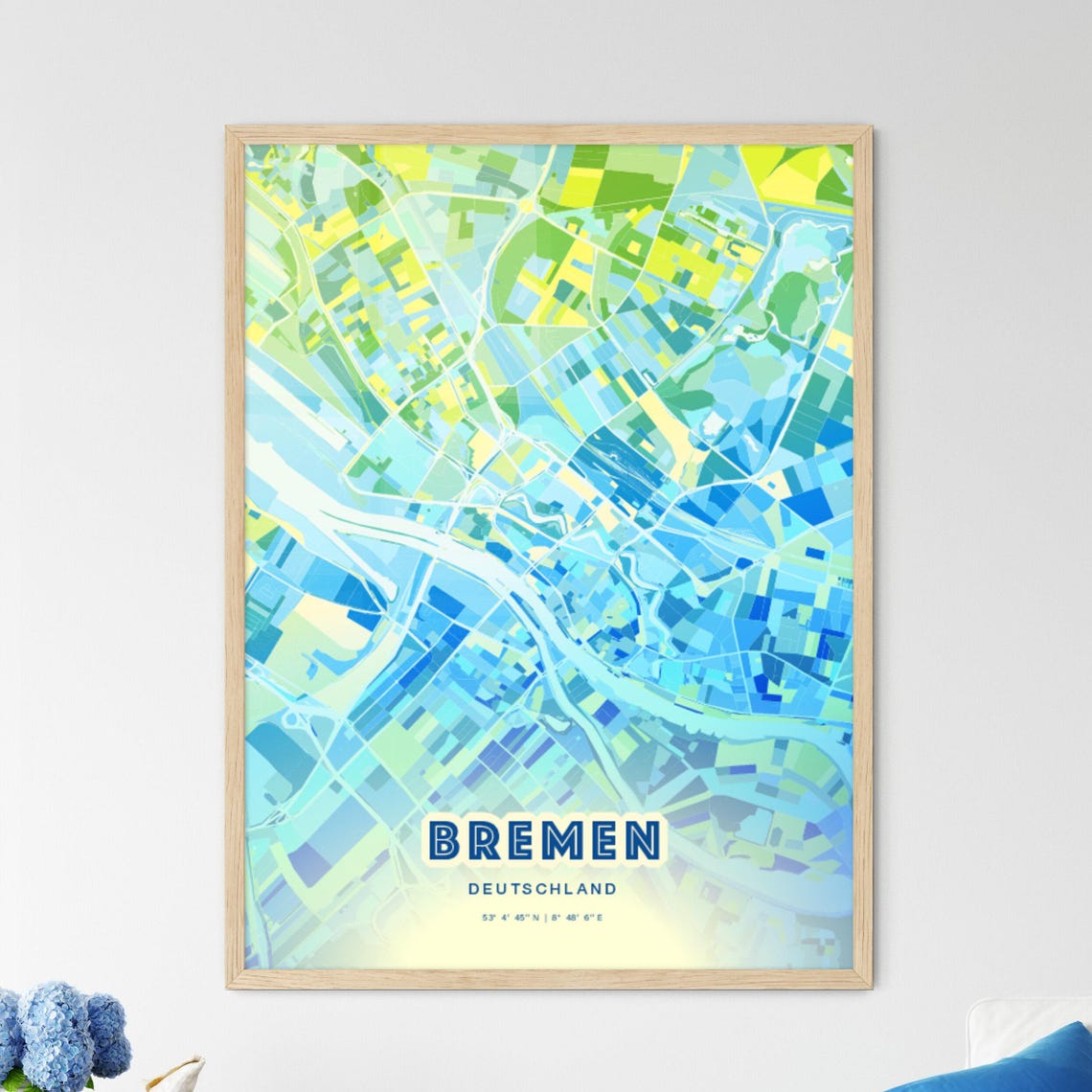 Bremen Germany Customizable City Map Poster For Home Wall Decor