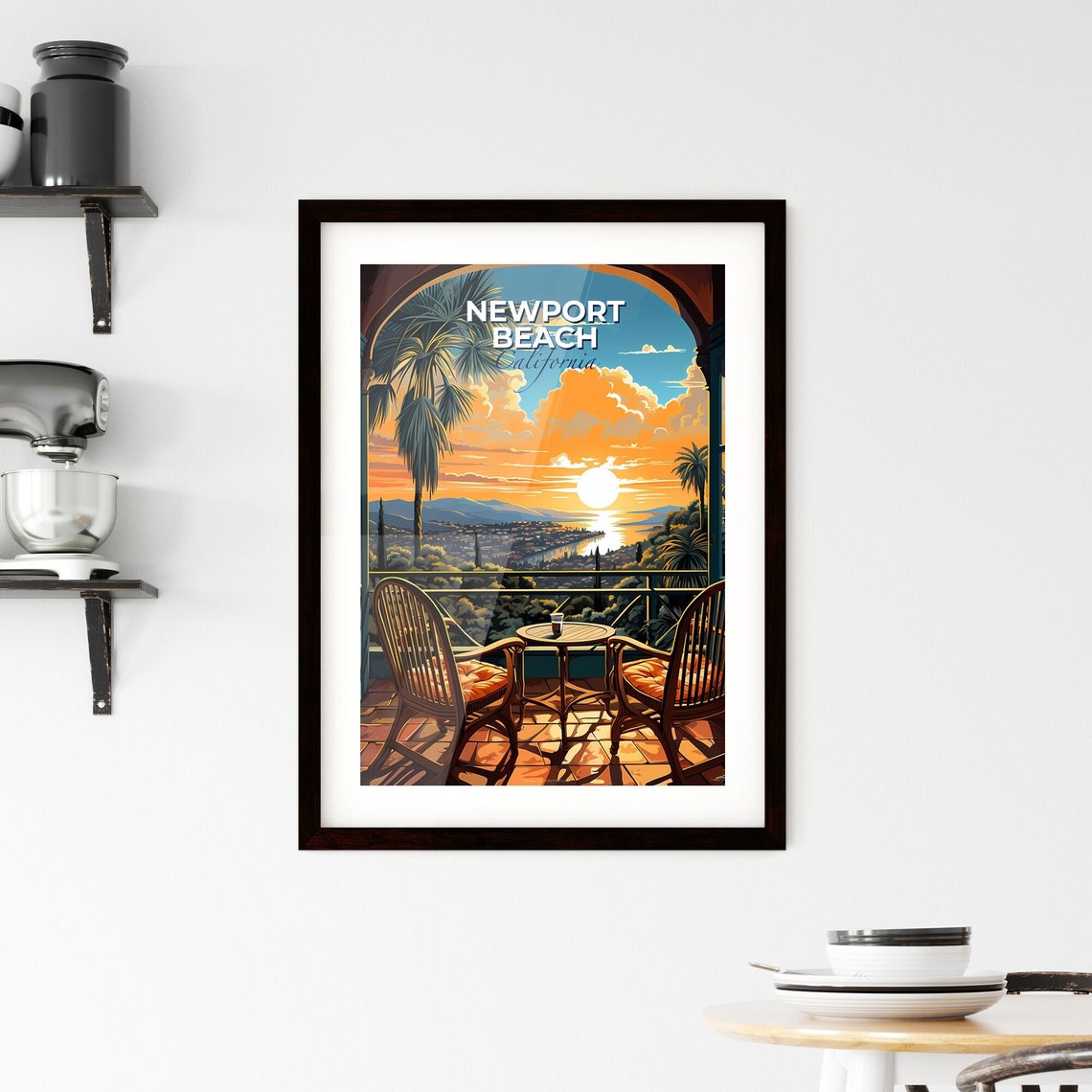 Newport Beach California Balcony Ocean Sunset View Travel Poster - Image 2