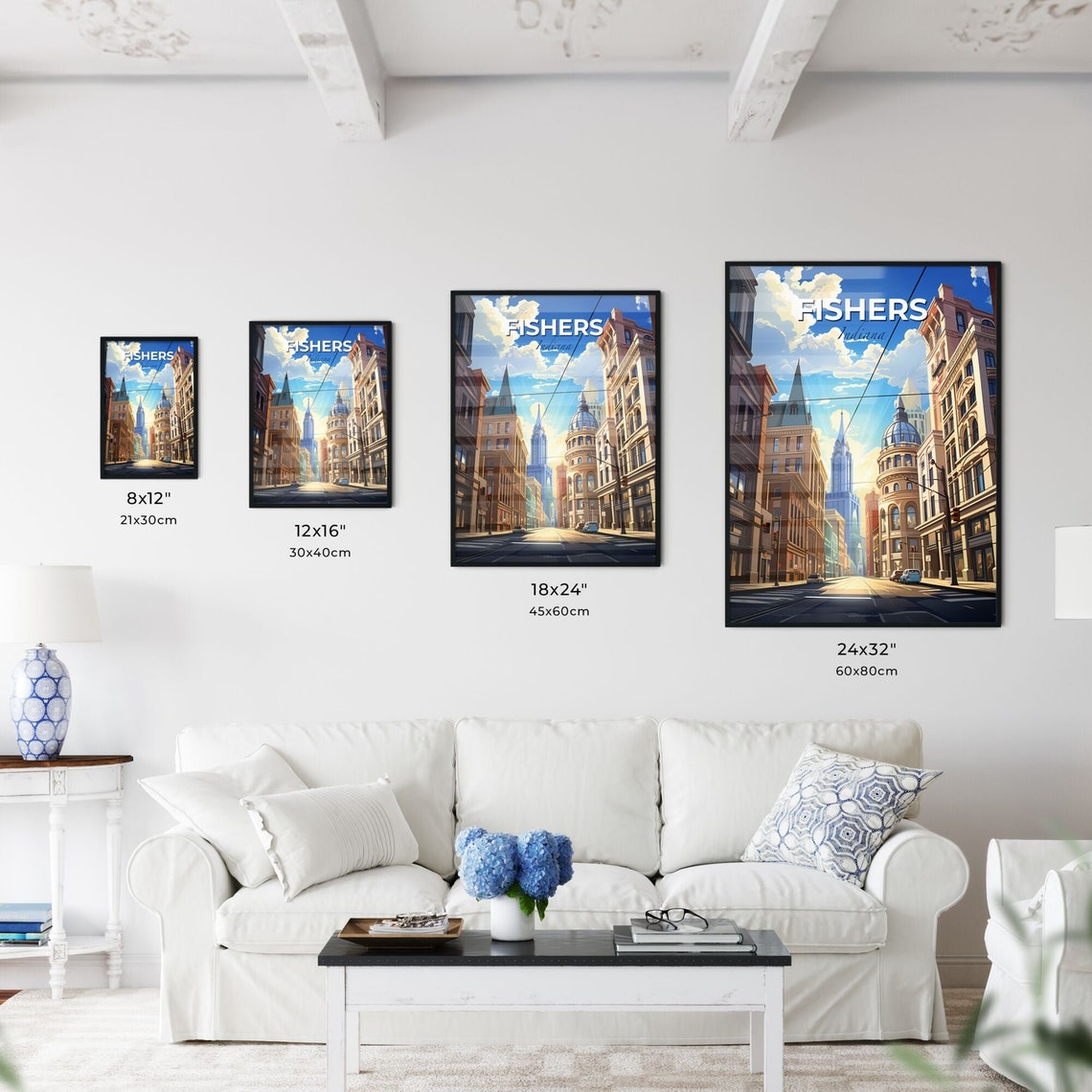 Fishers Indiana Historic Downtown Street Dome Skyline Poster - Image 3