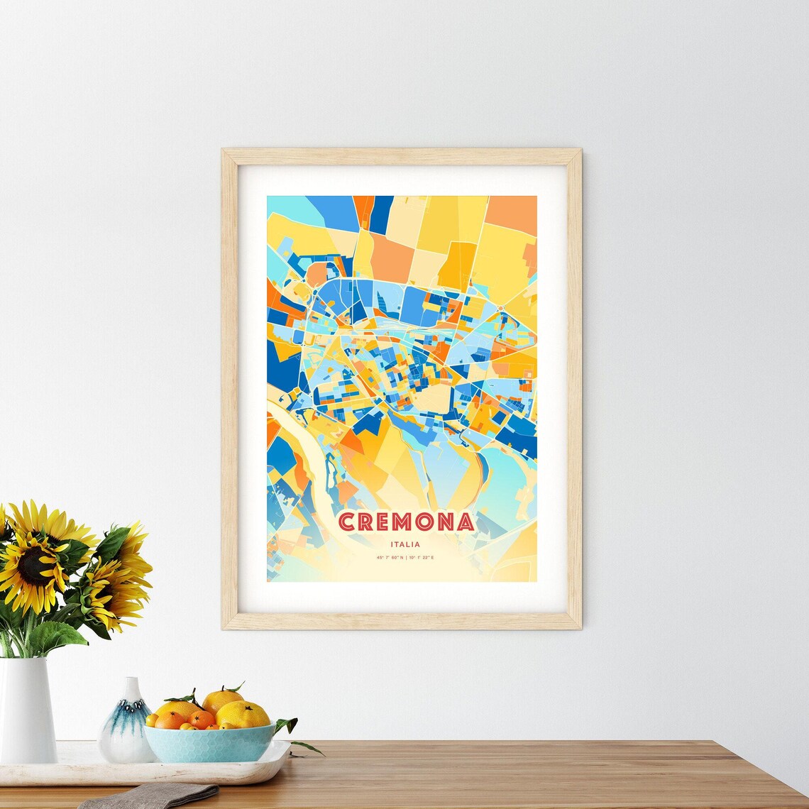 Cremona Italy Vibrant Blue Orange Street Map Art Decor City Poster - Image 2