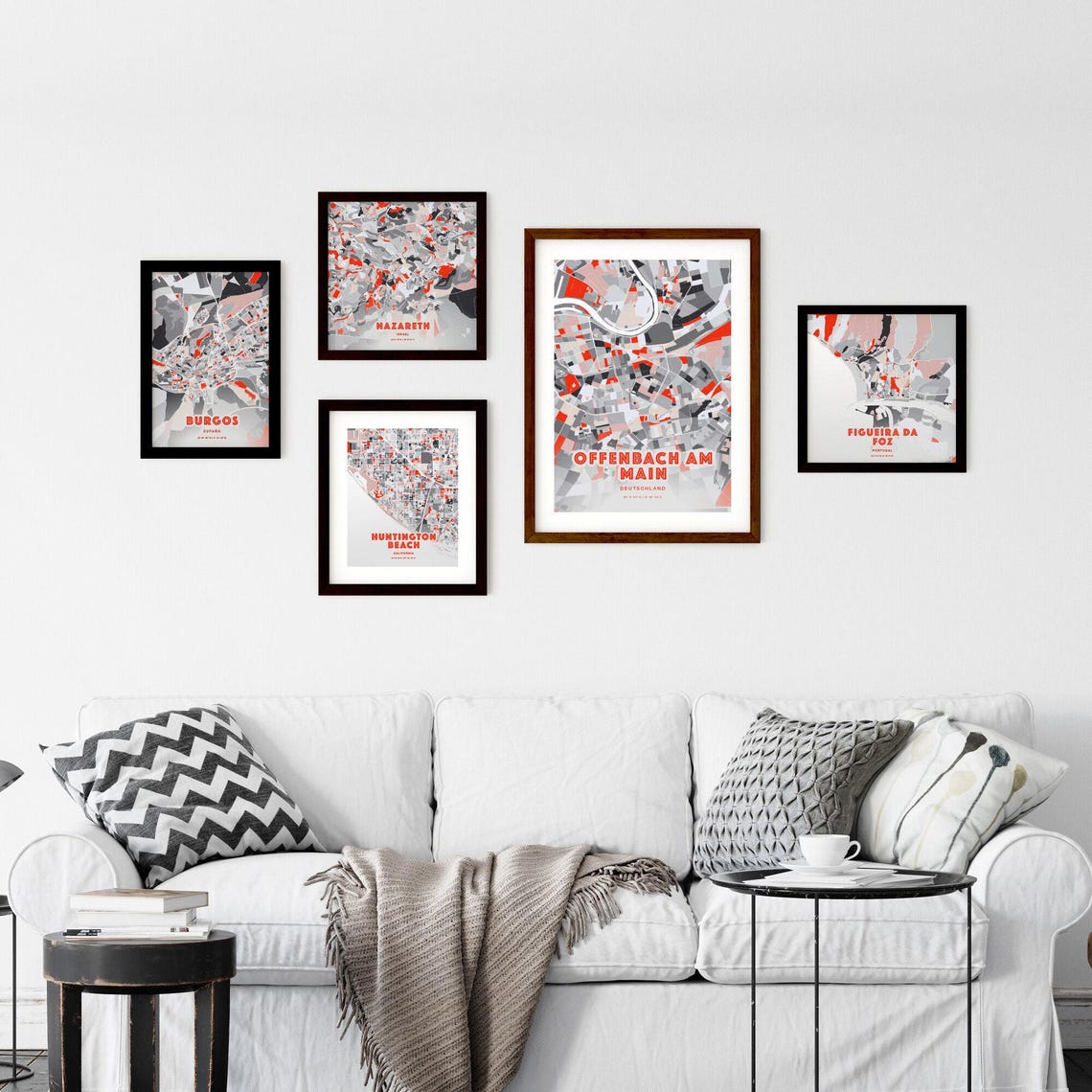 Offenbach Am Main Germany Modern Red Expressive City Map Poster - Image 2