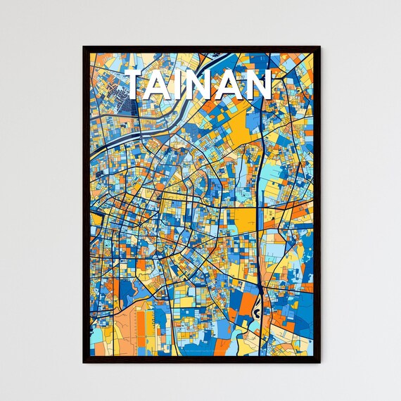 Tainan Taiwan Bold Colorful Vibrant City Street Map Art Poster
