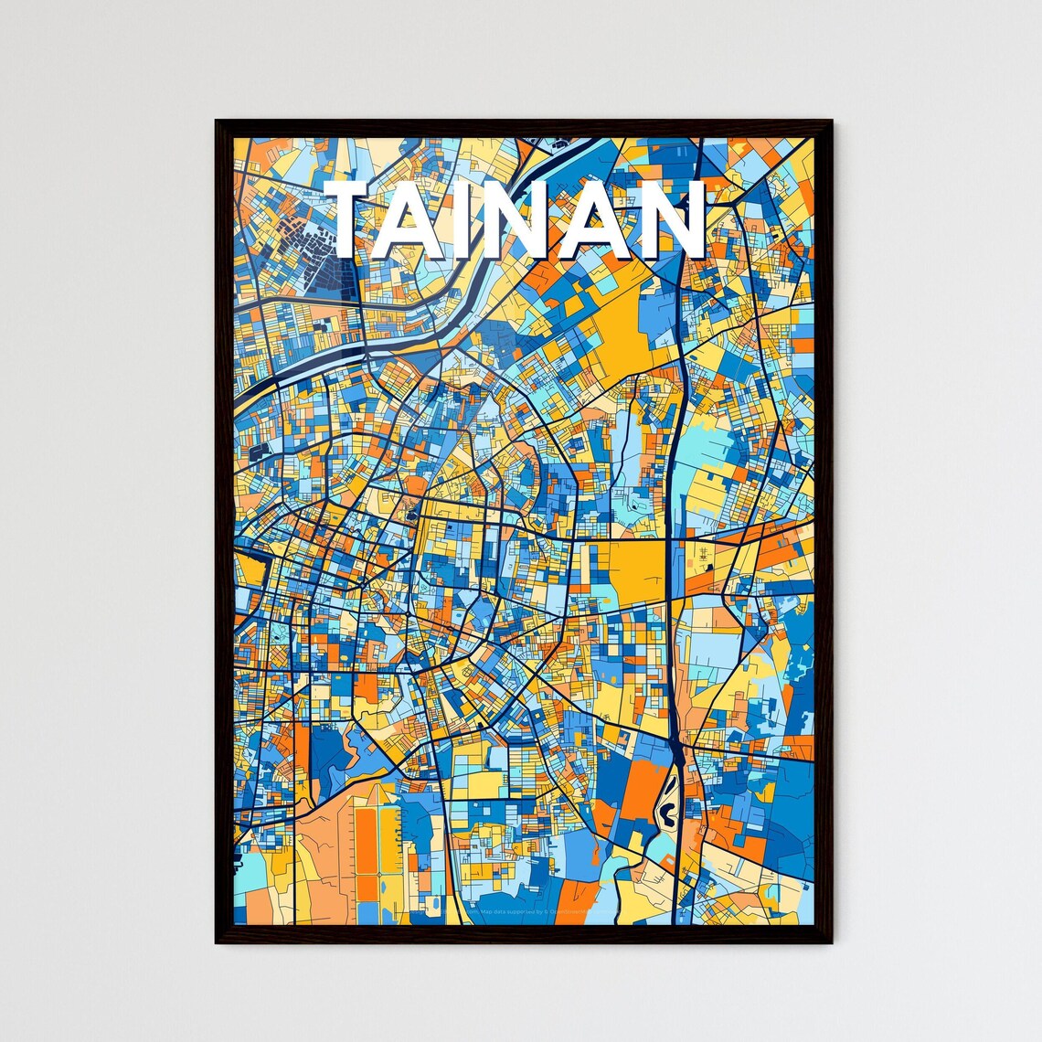 Tainan Taiwan Bold Colorful Vibrant City Street Map Art Poster