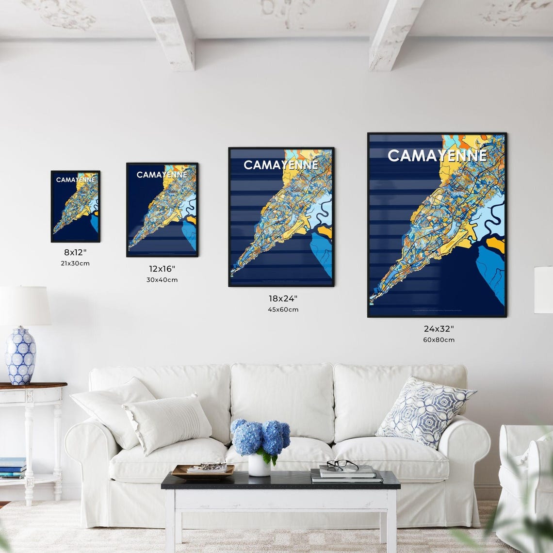 Camayenne Guinea Vibrant Colorful City Map Art Print Home Decor - Image 3