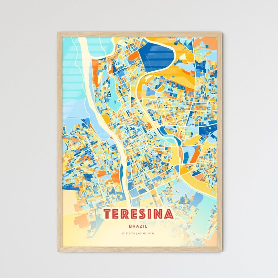 Teresina Brazil Vibrant Colorful Modern City Street Map Art Poster