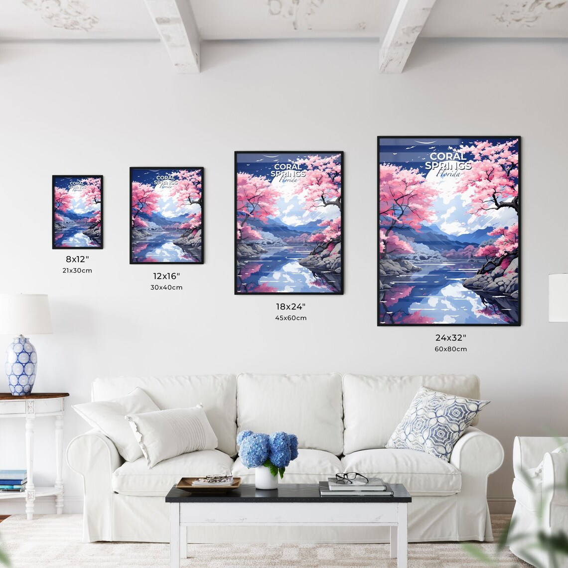 Coral Springs Florida A River With Pink Trees And Mountains Travel Skylines Collection Customizable - Image 3