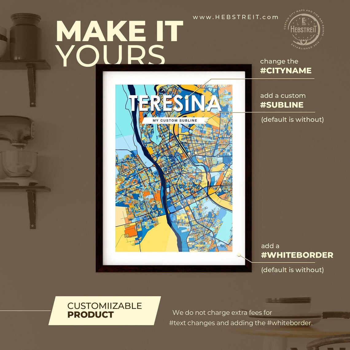 Teresina Brazil Colorful Modern City Street Map Travel Decor Poster - Image 2