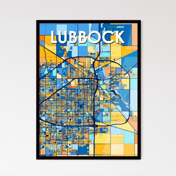 Lubbock Texas Bold Abstract Geometric City Street Map Poster