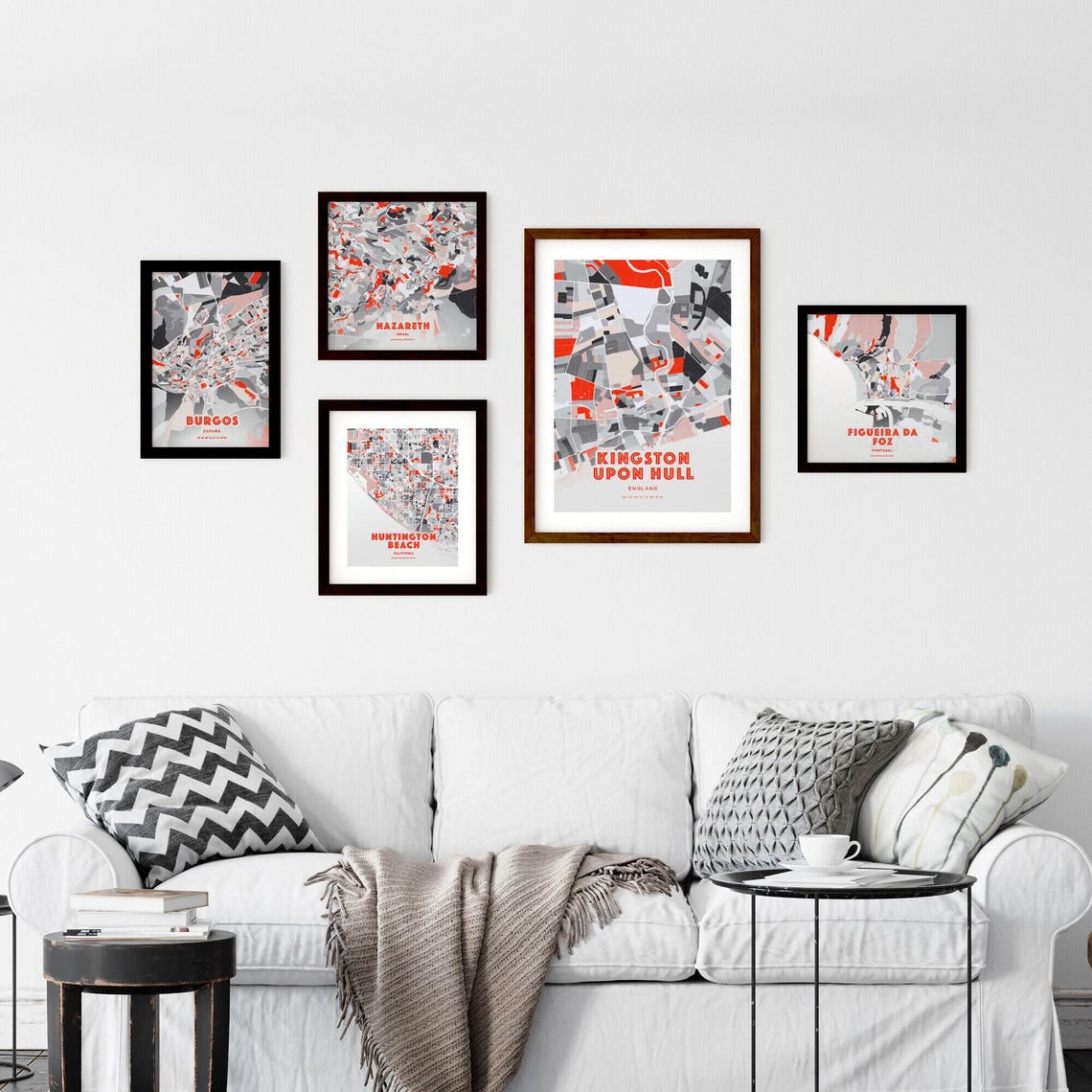 Kingston Upon Hull England Modern Red Expressive City Map Poster - Image 2