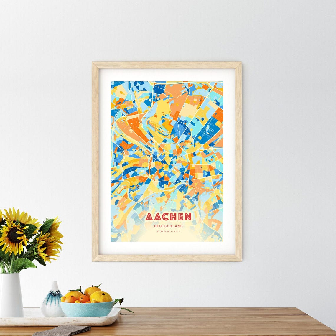 Aachen Germany Colorful City Map Coordinates Modern Art Poster - Image 2