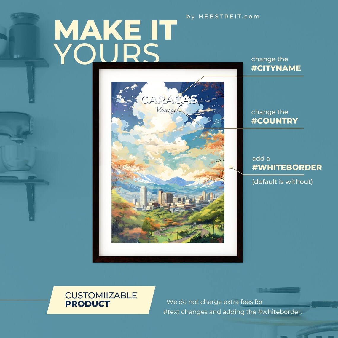 Caracas Venezuela Modern Scenic Illustrated City Travel Art Poster - Image 2