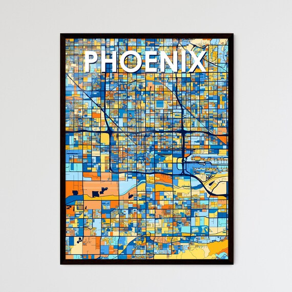 Phoenix Arizona Vibrant Colorful Mosaic City Street Map Art Poster