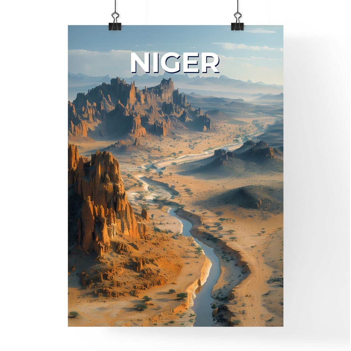 Niger Desert Rock Formations Winding River Sahara Travel Poster - Image 4