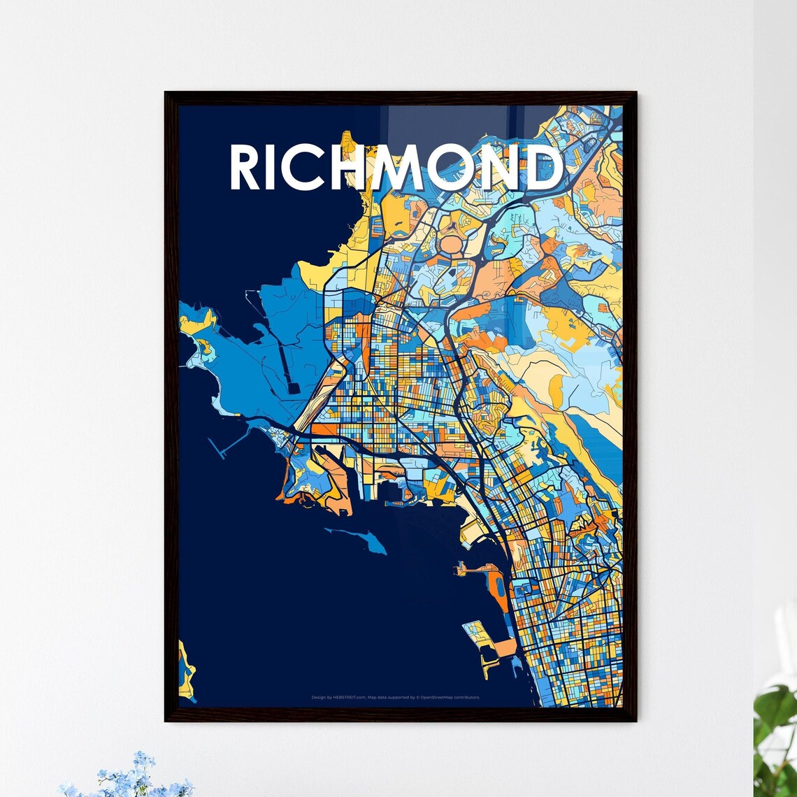 Richmond Vibrant Geometric Mosaic City Street Map Art Poster