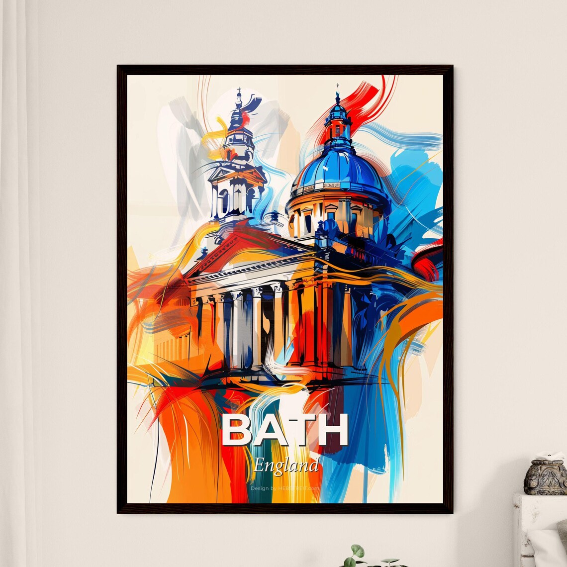 Bath England Vibrant Watercolor Georgian City Travel Art Poster