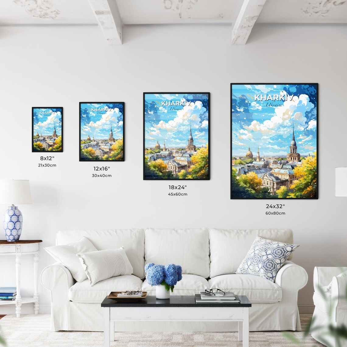 Kharkiv Ukraine Church Domes Rooftop Clouds Vintage Travel Poster - Image 3