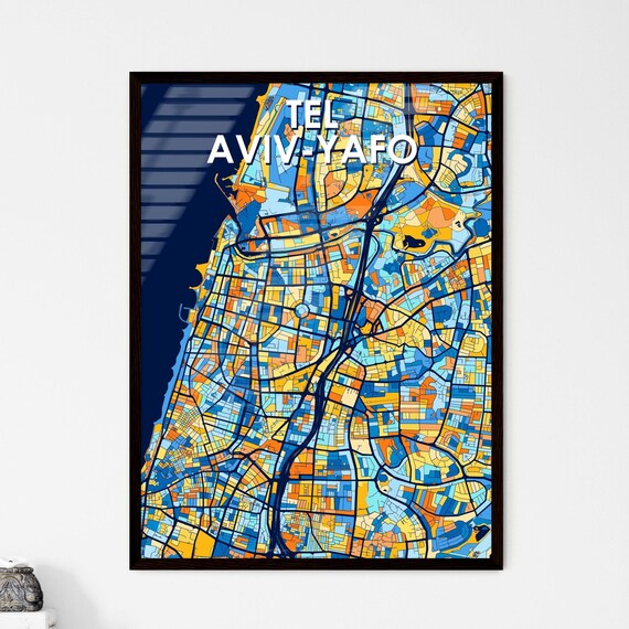 Tel Aviv-Yafo Israel Colorful Modern City Street Map Travel Decor Poster