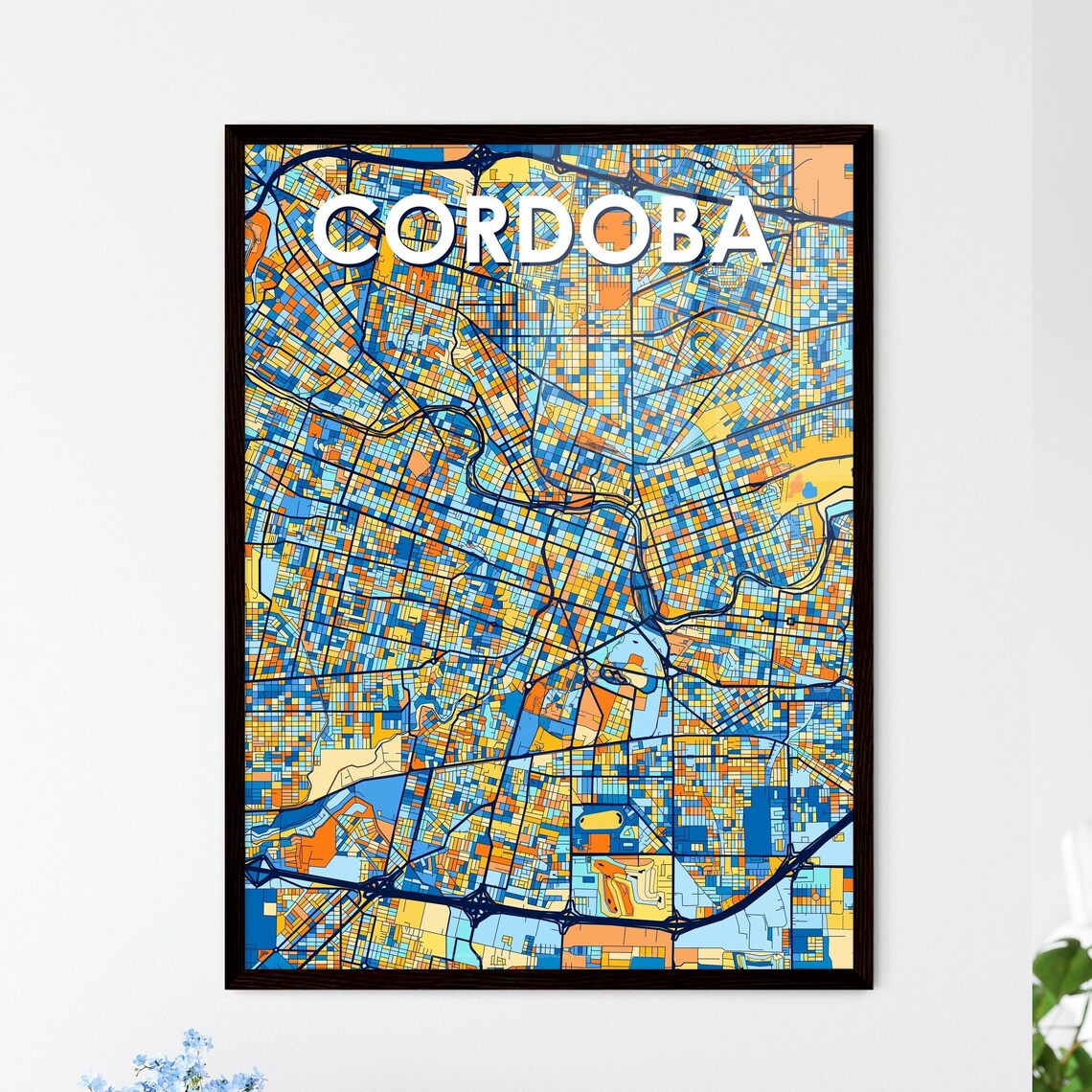 Cordoba Argentina Colorful Vibrant City Street Map Art Poster