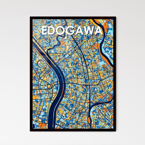 Edogawa Tokyo Japan Colorful Modern City Street Map Travel Decor Poster