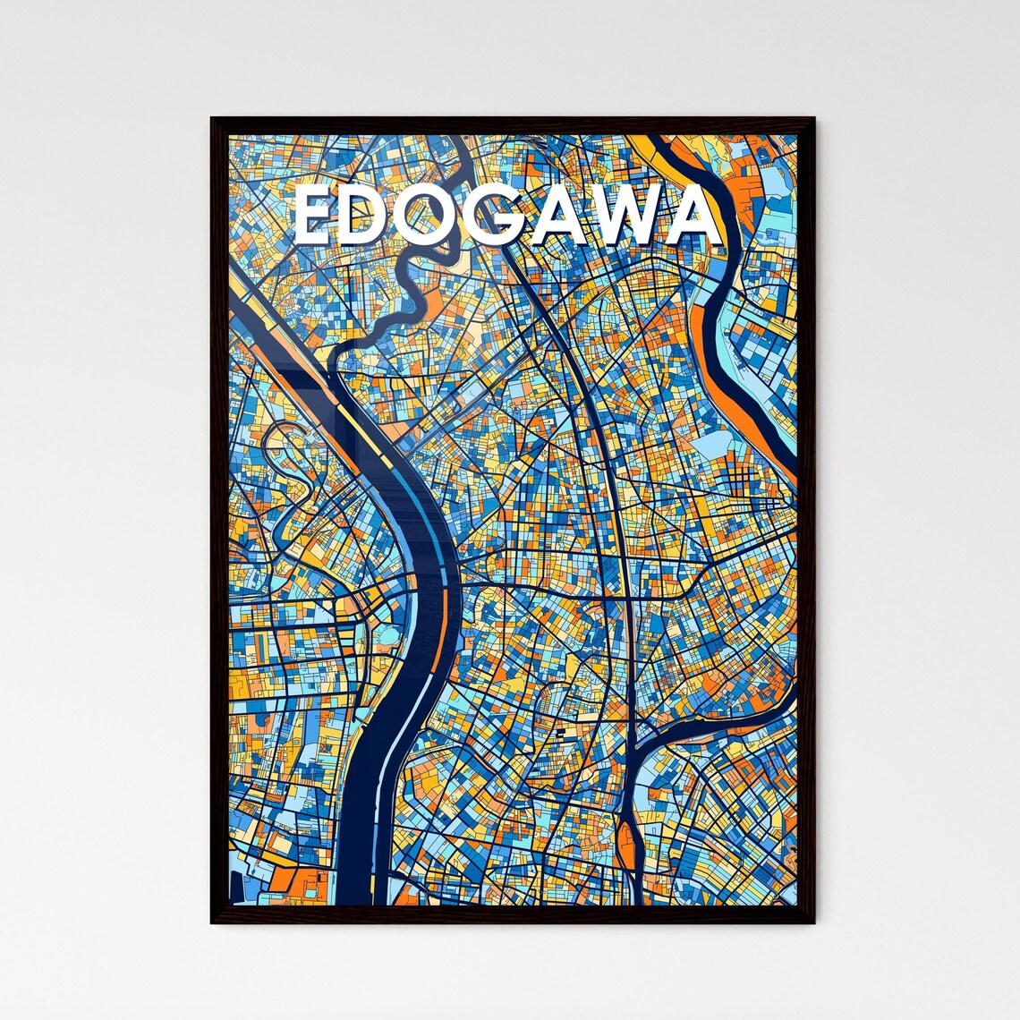 Edogawa Tokyo Japan Colorful Modern City Street Map Travel Decor Poster