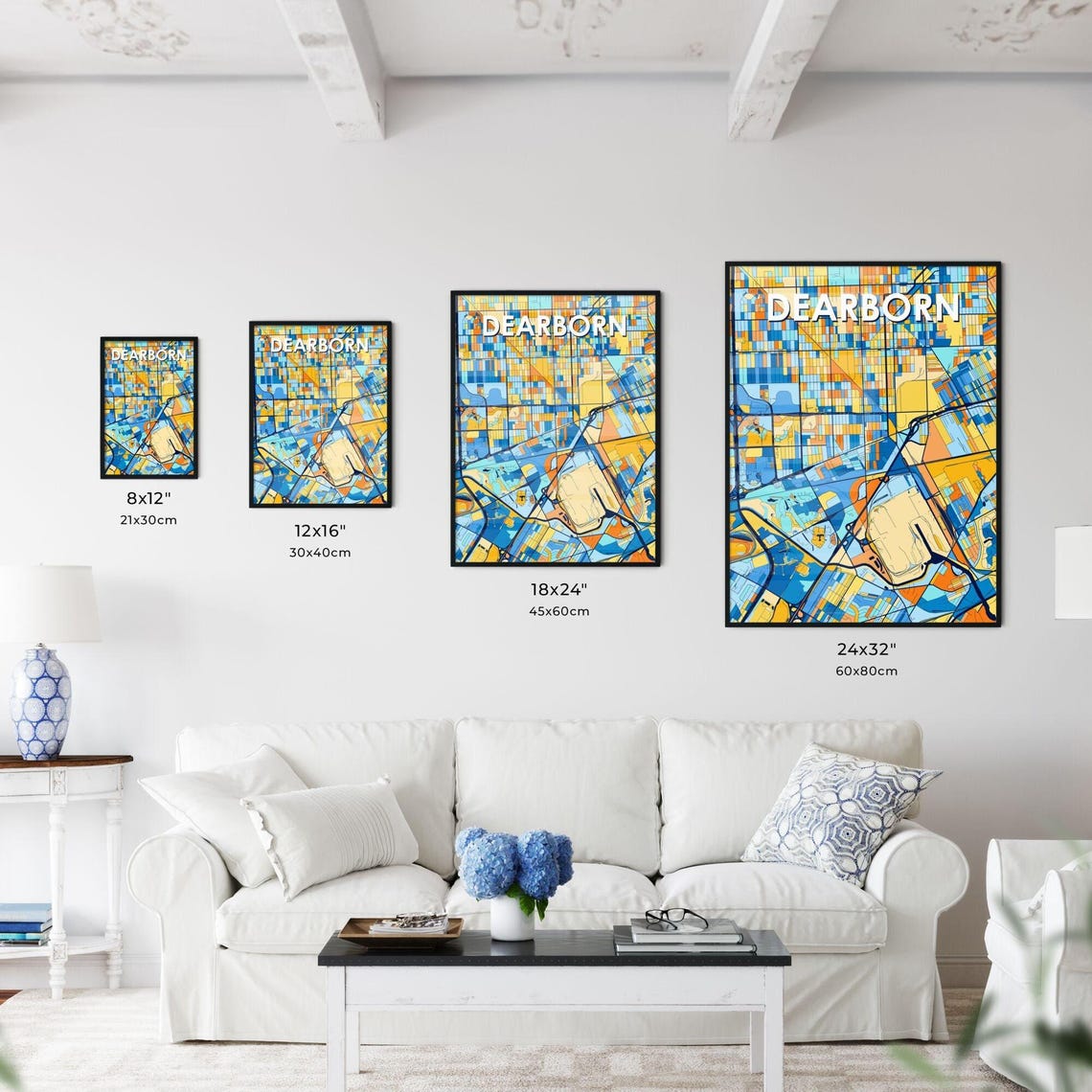 Dearborn Michigan Colorful Street Map Art Home Decor Gift Poster - Image 3