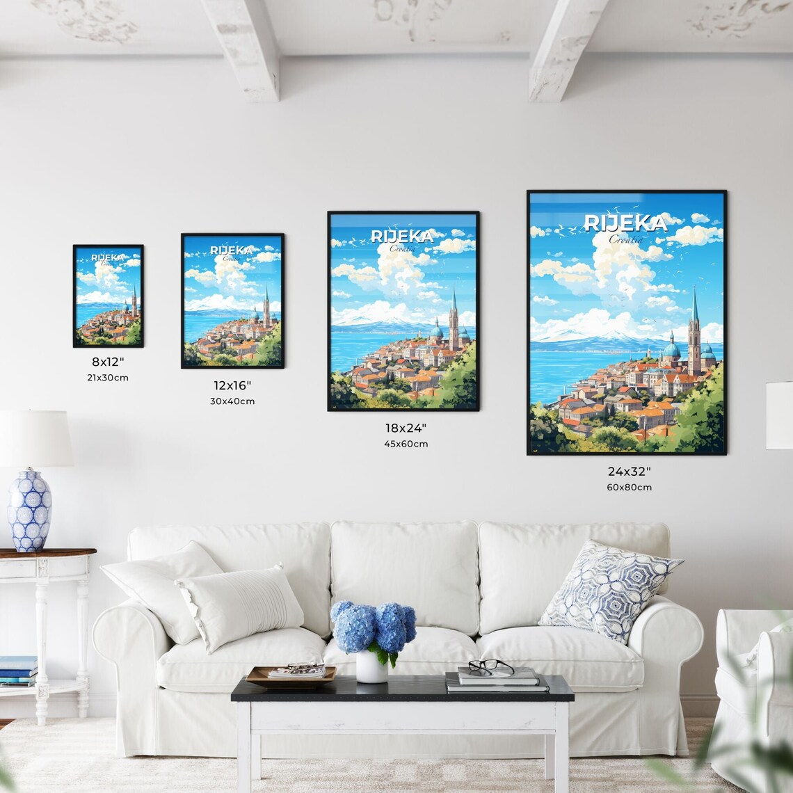 Rijeka Croatia Coastal Old Town Adriatic Illustrated Travel Poster - Image 3
