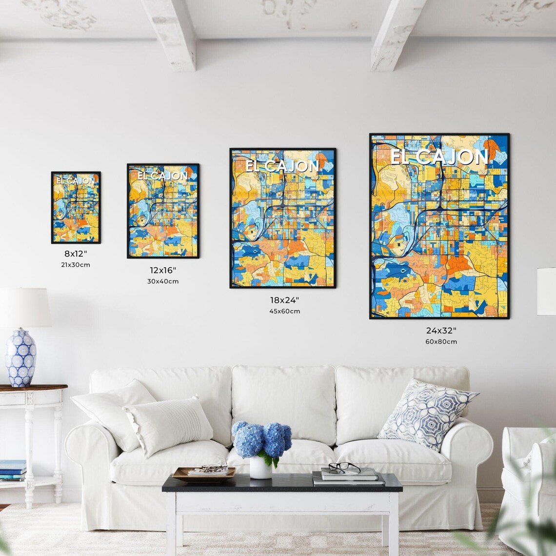 El Cajon California Colorful Street Map Art Home Decor Poster - Image 3
