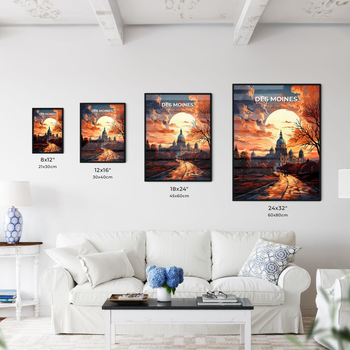 Des Moines Iowa Domed Capitol Sunset Garden Path Travel Poster - Image 3