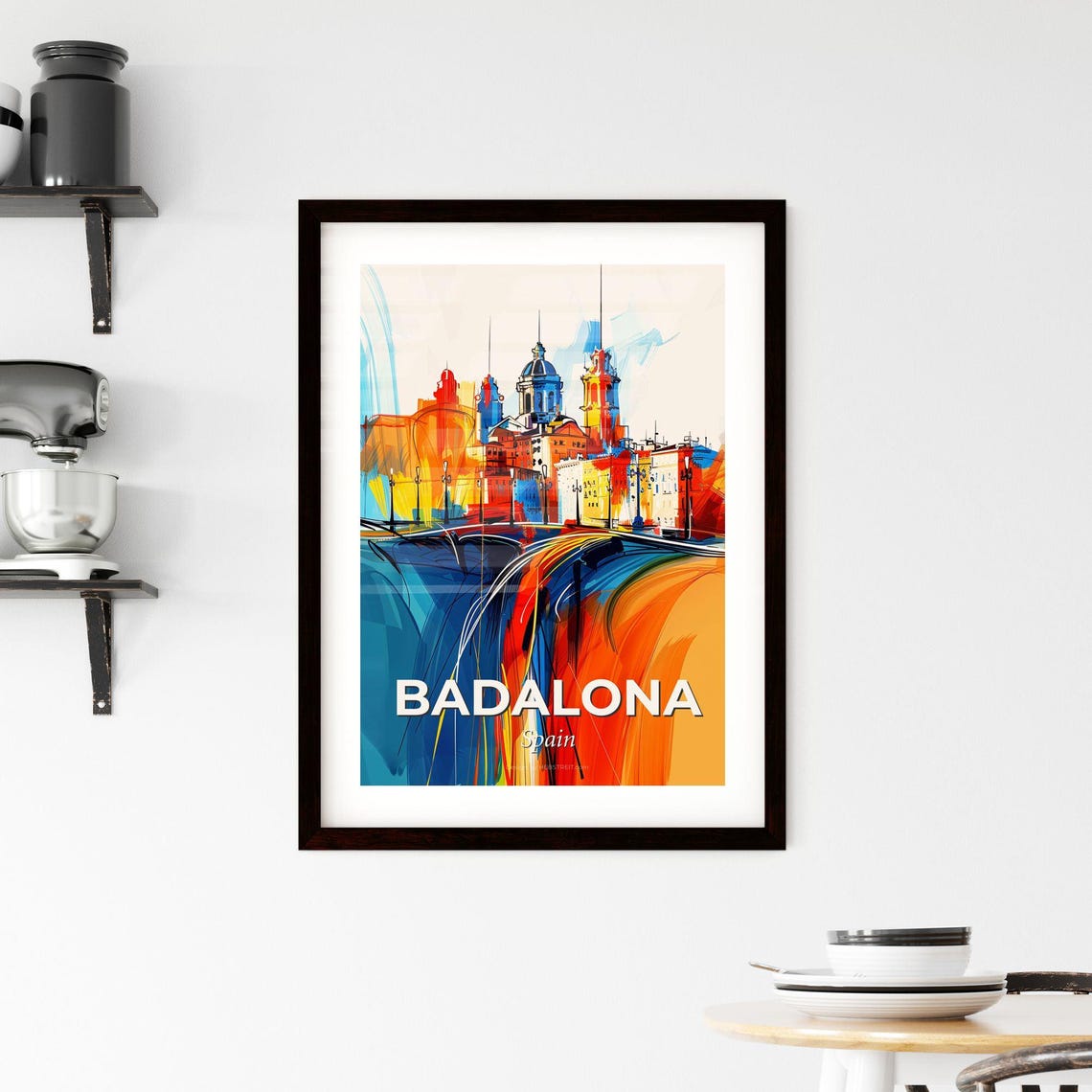 Badalona Spain Abstract Cathedral Bridge Vivid City Art Poster - Image 2