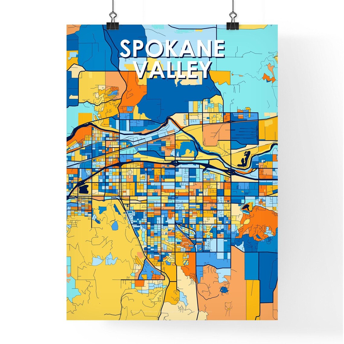 Spokane Valley Washington Colorful City Map Art Print Decor Gift - Image 4