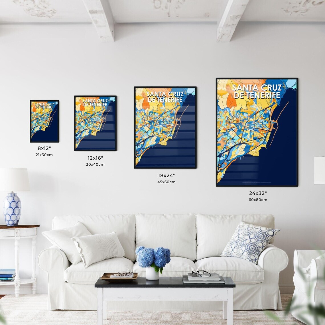 Santa Cruz de Tenerife Spain Colorful Modern City Street Map Travel Decor Poster - Image 3