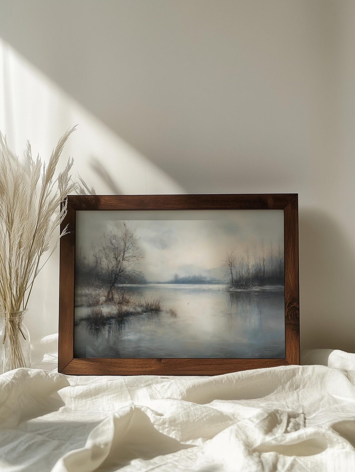 Misty Winter Lake With Bare Trees Antique Style Landscape Poster - Image 9