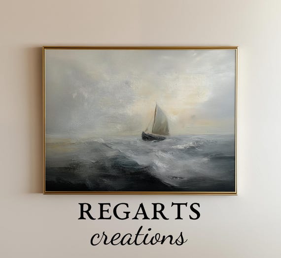 Rustic Ocean Painting Vintage Moody Wall Art Art Regarts