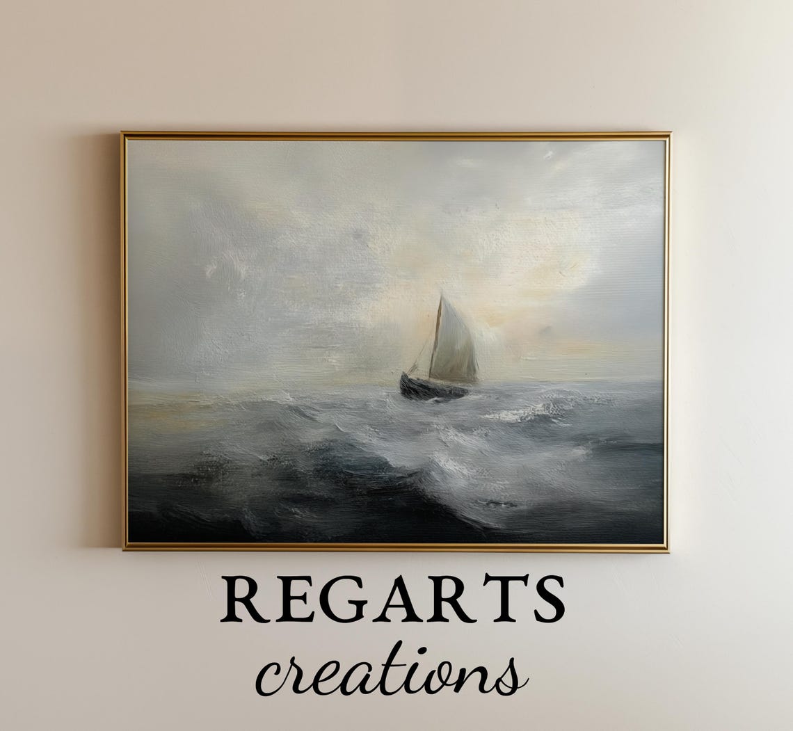 Rustic Ocean Painting Vintage Moody Wall Art Art Regarts